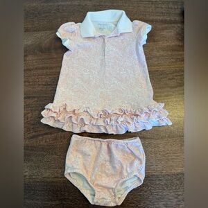 Polo Ralph Lauren Baby - Pink Paisley Ruffles Girls Polo Dress and Bloomer